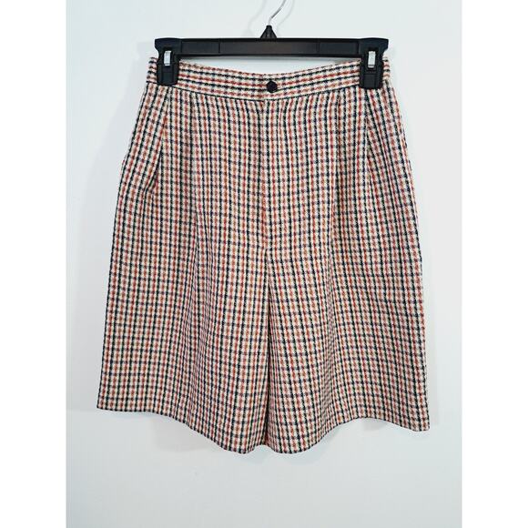Toby Pants - Toby Vintage Women's Cream Red Black Tweed Shorts High Rise Size 6